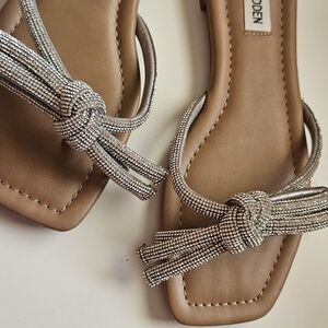 Steve Madden " Maura Rhinestone"  Silver Women's Sandals 6.5